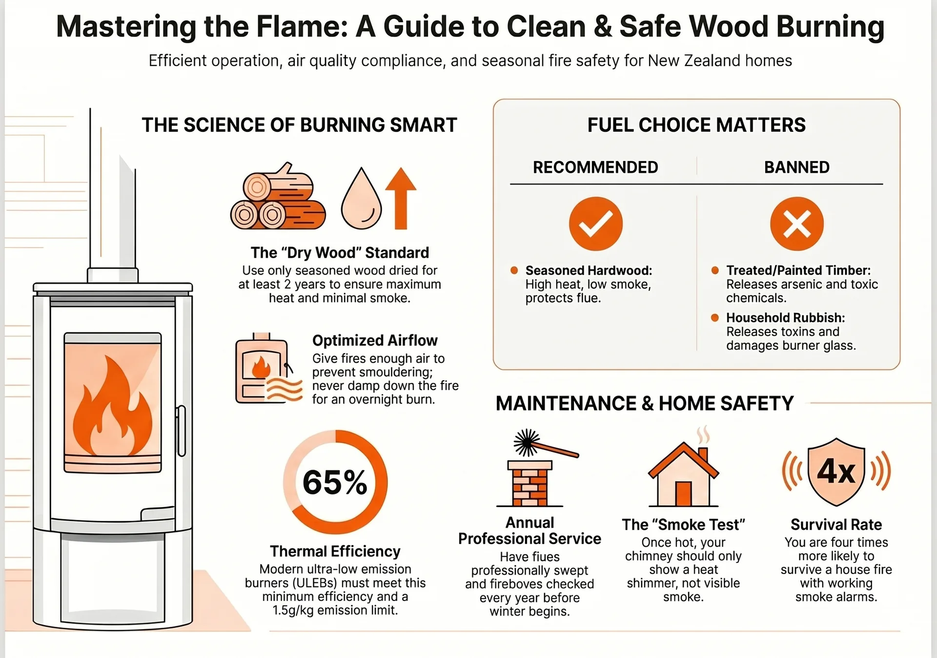 Chimney Smoke Problems NZ — Troubleshooting Guide — Infographic