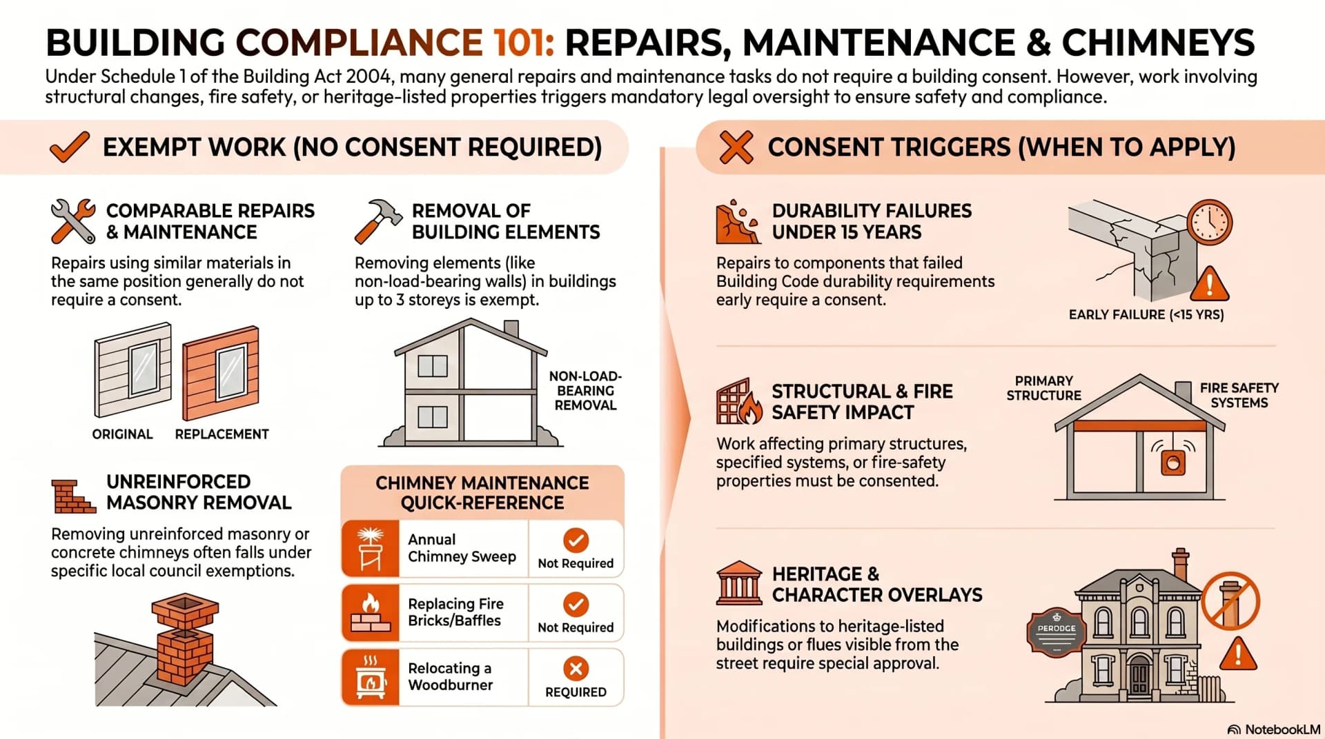 Heritage Property Chimney NZ — Listed Building Maintenance — Infographic