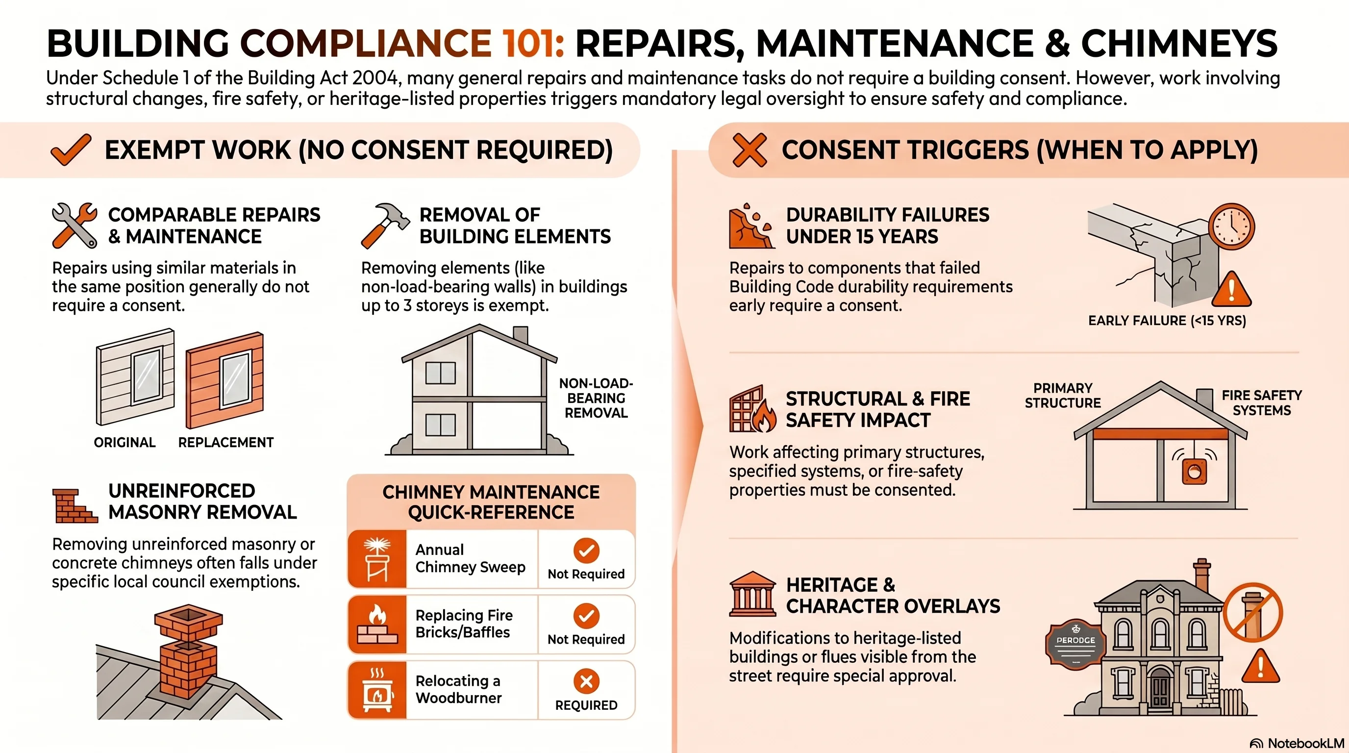 Heritage Property Chimney NZ — Listed Building Maintenance — Infographic