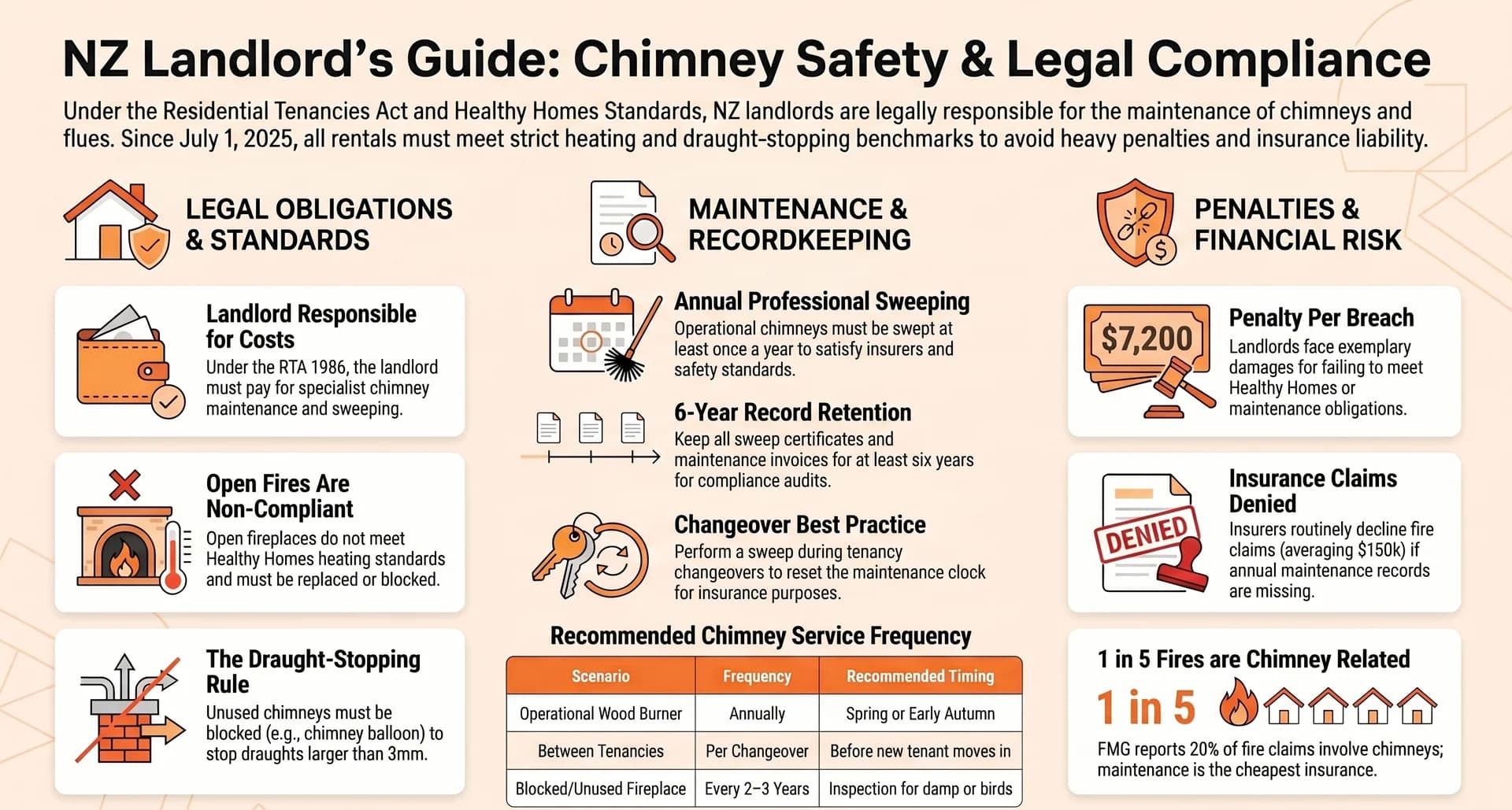 Landlord Chimney Maintenance NZ — 2026 Guide — Infographic