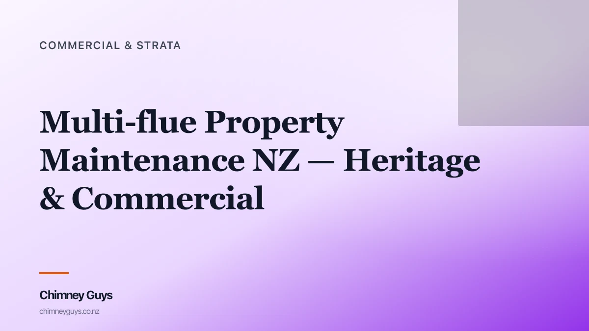 Multi-flue Property Maintenance NZ — Heritage & Commercial — Infographic